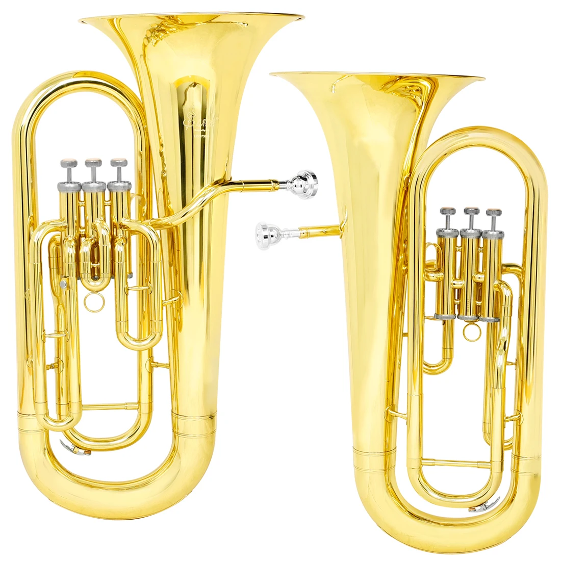 SLADE Three Key Vertical Bass Horn Gold Bb Key Horn Holding Trumpet Brass Instrument with Box Gloves Straps Cleaning Cloth Parts