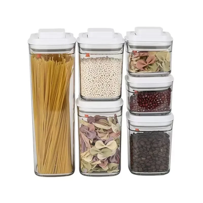 Customizable sturdy and durable transparent plastic pressure-sealed container, can be washed in the dishwasher, modern