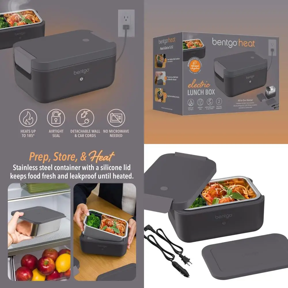 

Portable Electric Lunch Warmer - Heated Food Box for Adults, Work, Travel, School, 12V/24V & 120V Compatible, Ideal for Ages 14+