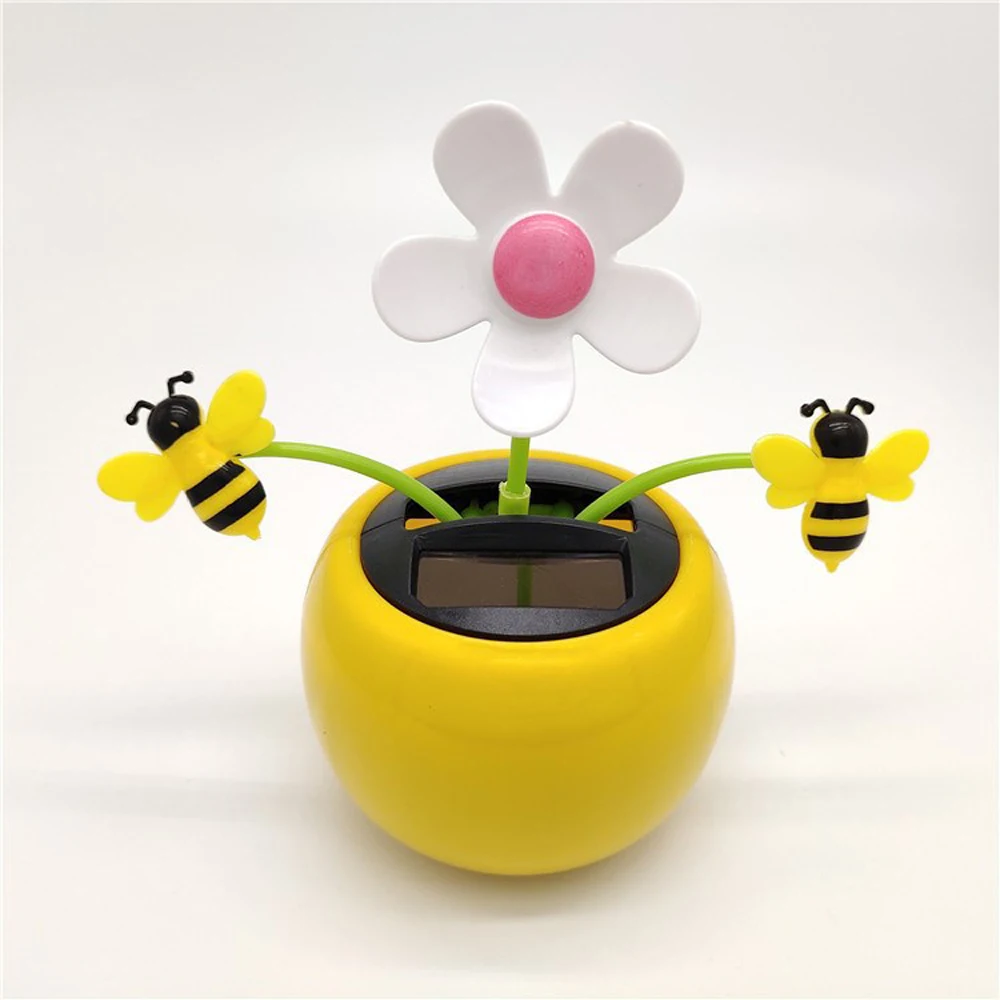 

Solar Powered Dancing Sun Flower Car Interior Decor Sunflower Ornament for Car Dashboard Honey Swing Bee Car Decoration