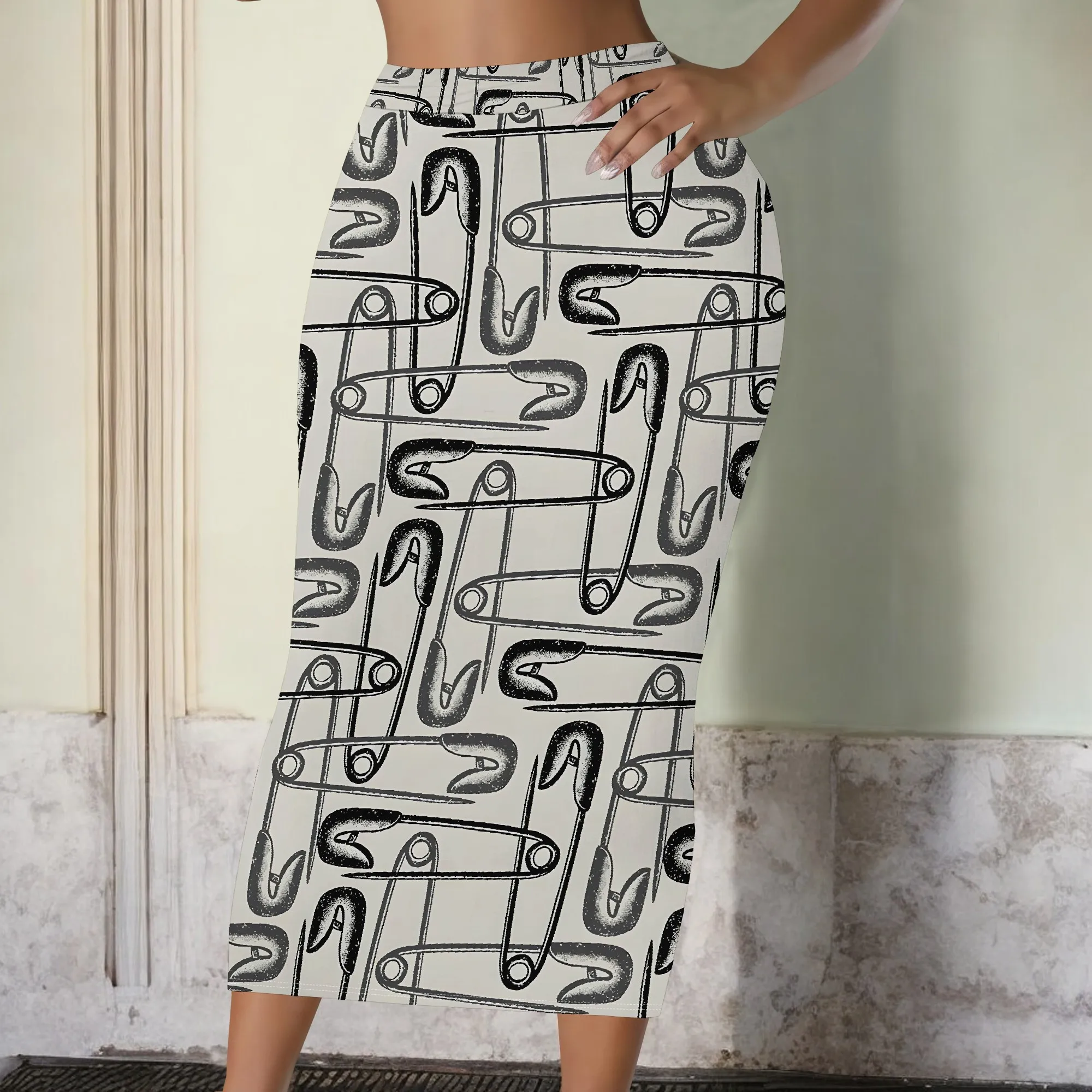 Künstlerischer Pferdedruck, Midi-Bleistiftrock, Abstraktes Tiermuster, Hochgeschnittener Bodycon-Rock, Modische Büro- und Partykleidung, S-2XL – Detail 9