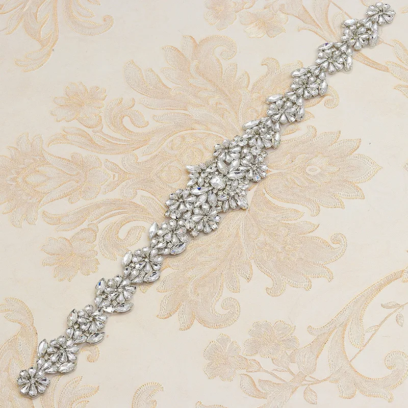 

Hotfix Rhinestone & Pearl Bridal Waist Cincher for Wedding Dresses, Simple Versatile Embellished Belt Accessories