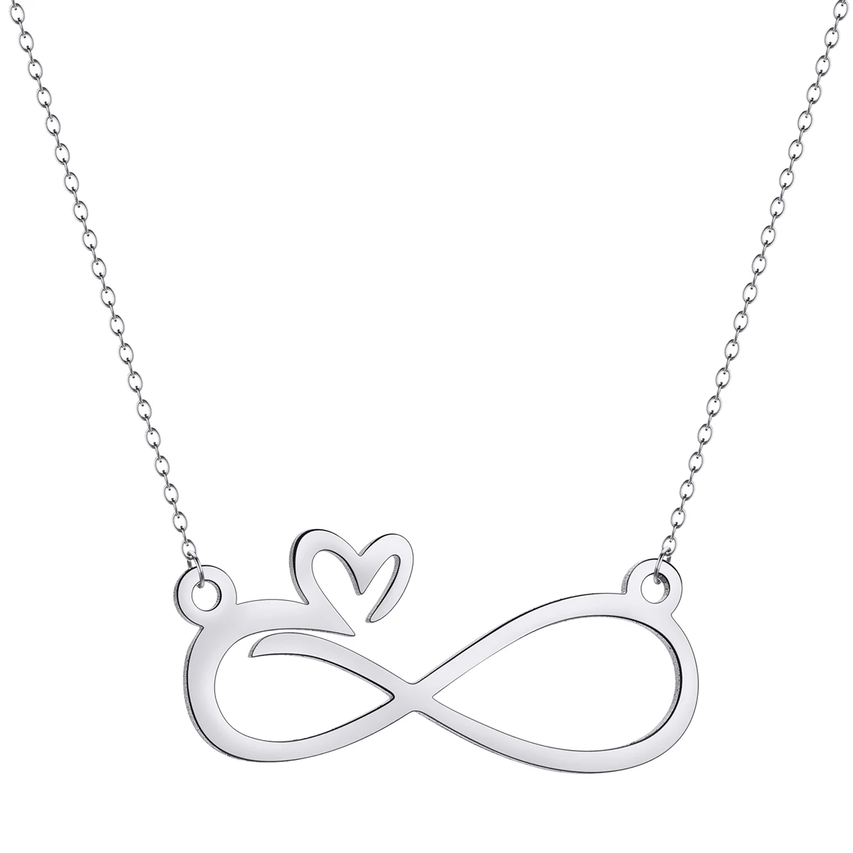 Kinitial Simple Infinity With Heart Pendant Necklace For Women Wedding Jewelry Stainless Steel Necklaces