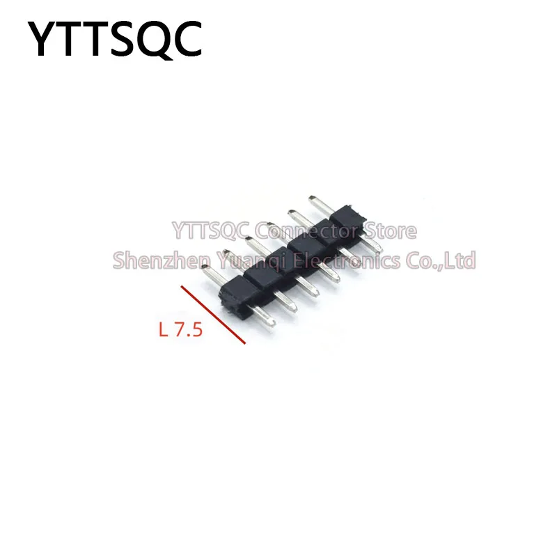 50개 2.54mm 피치 핀 헤더 단일 행 수컷 로우 프로파일 L7.5 분리형 PCB 보드 커넥터 스트레이트 핀헤더 플러그 1*2P-40핀