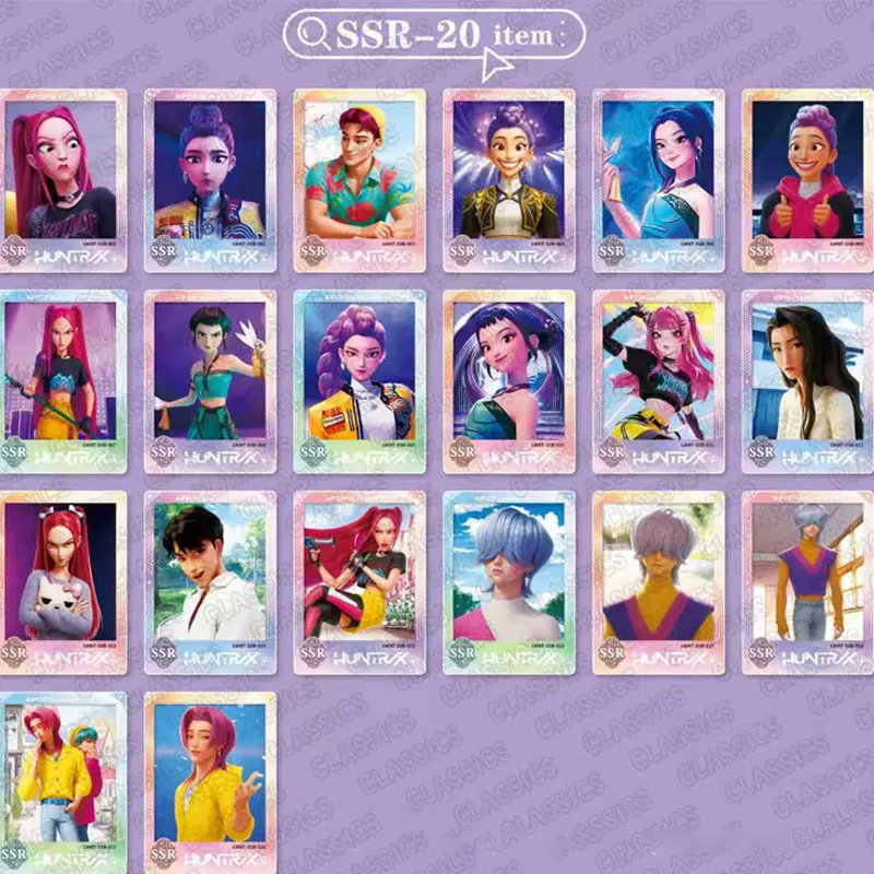 بطاقات ليزر ثلاثية الأبعاد K-POP Demon Hunter مع مستويات نادرة متعددة مجموعات أنيمي القابلة للجمع لمحبي هدايا ألعاب الأطفال K-POP