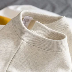 Autumn Heavyweight Cotton Round Neck Sweater Solid Loose Simple Sports Harajuku Top for Men and Women Pullover