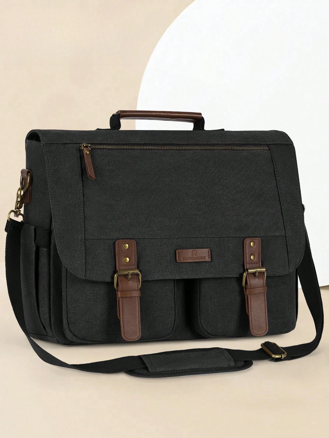 

Large Laptop Messenger Bag For Men, Fits 15.6 To 17.3 Inch Notebook, Water-Resistant Canvas Briefcase Satchel With Multiple Pockets For College, Work & Commute