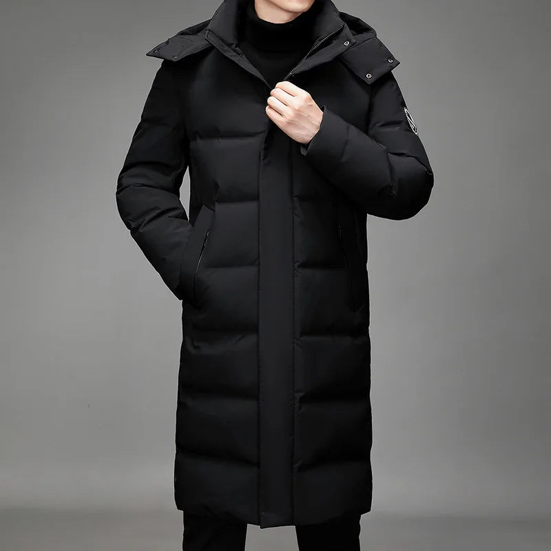 2023 New Men Down Jacket Winter Men Fur Collar Coat Loose Leisure Long Parkas Thicken Warm Outwear Hooded Middle Age Overcoat