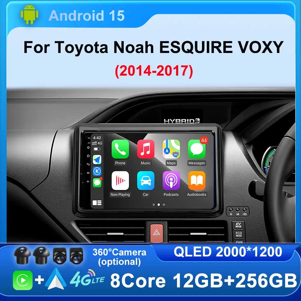 Android 15 for Toyota Noah ESQUIRE VOXY 2014-2017 Wireless Carplay Car Radio WIFI 4G GPS Bluetooth Multimedia Video Player Auto