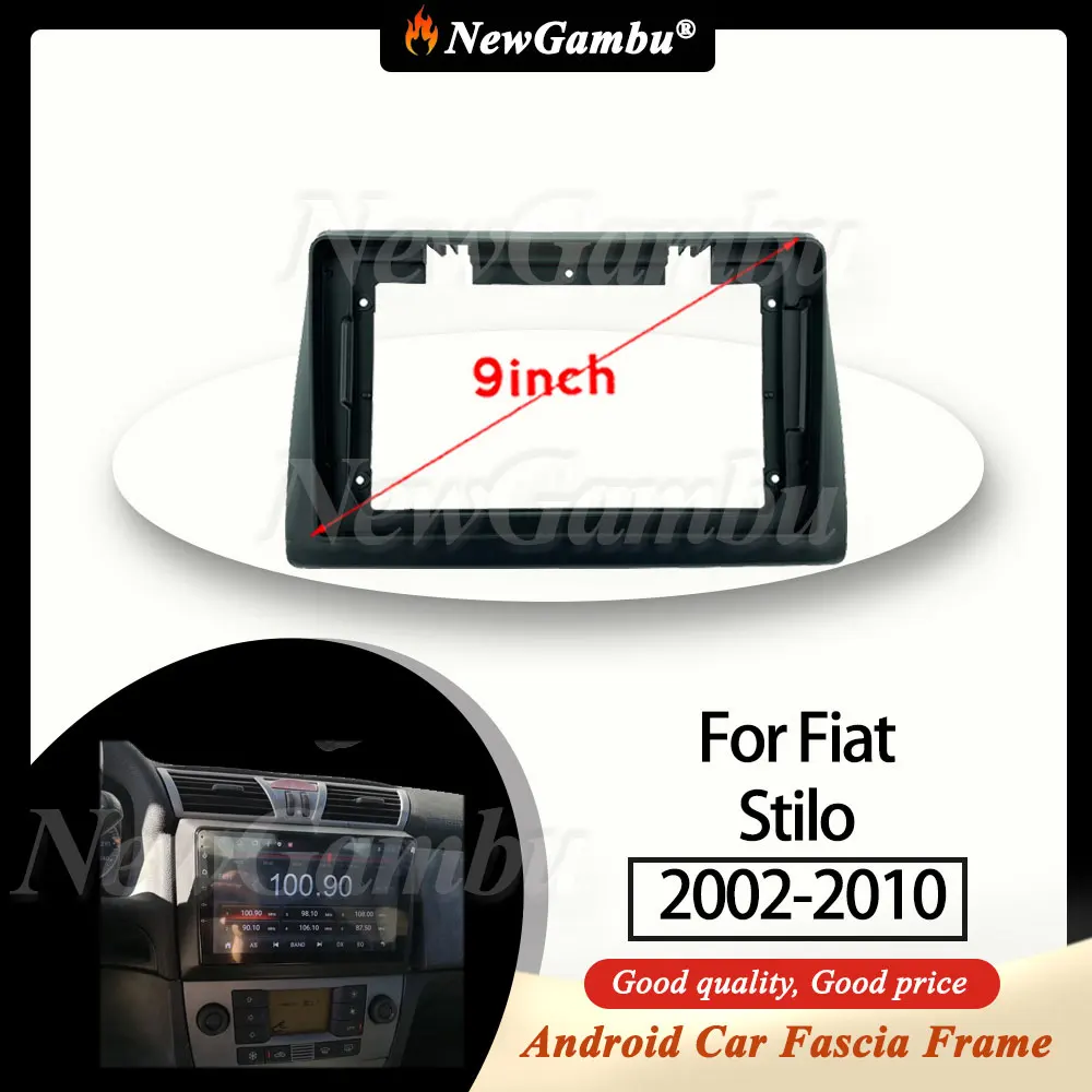 NewGambu 9 Inch Radio Fascia fit For Fiat Stilo 2002-2010 Fascia Frame No Cable Trim Panel Audio Frame Cover