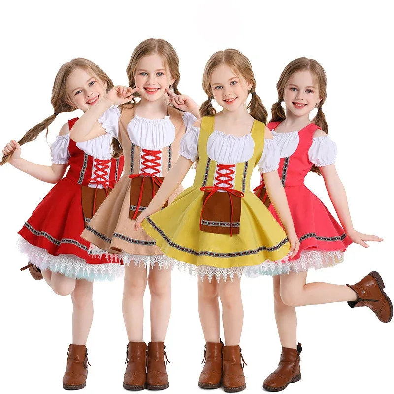 Clásico Dirndl Oktoberfest para disfraz de niño Festival Alpes vestido nacional Cosplay carnaval Halloween vestido de fiesta elegante