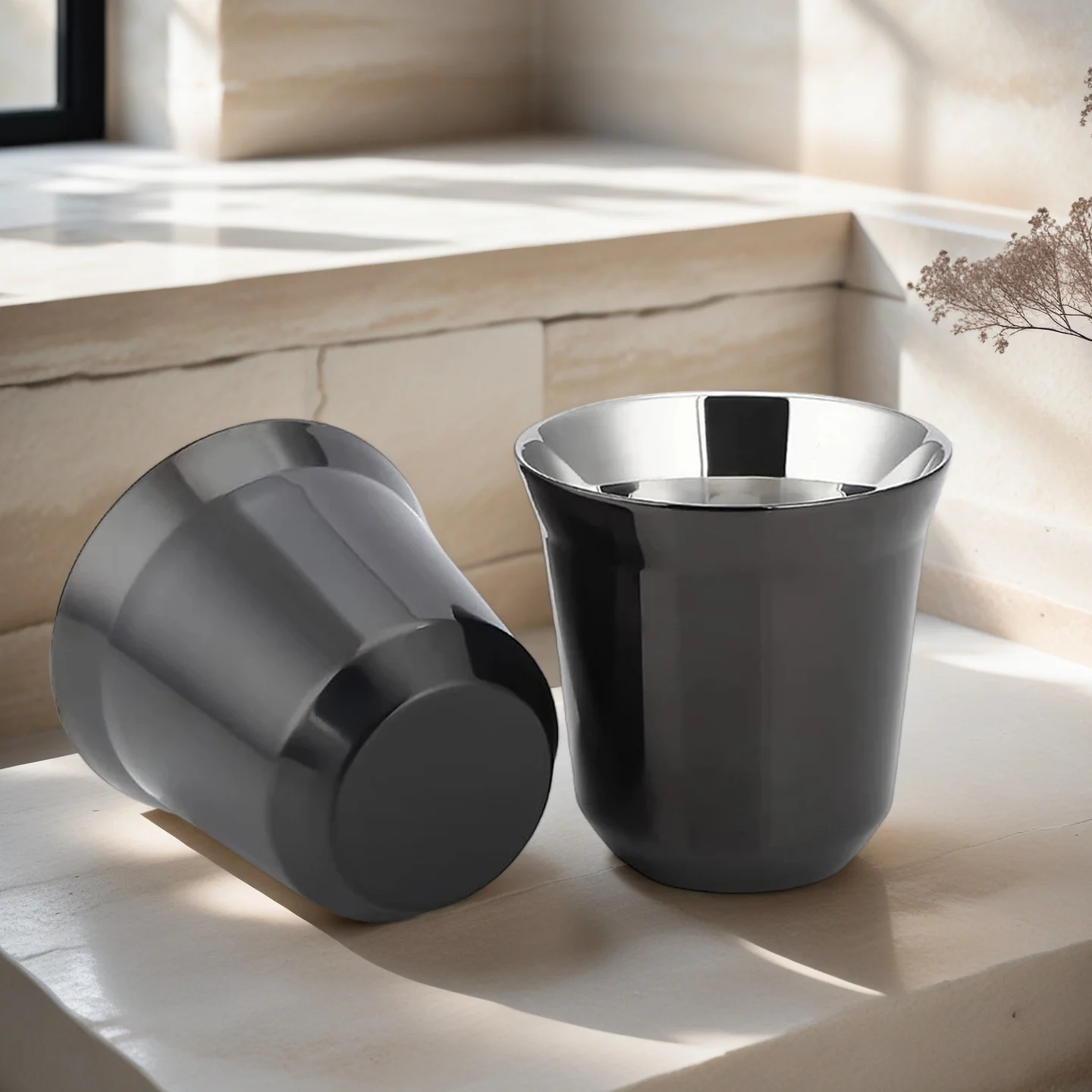 Tasse à café expresso en acier inoxydable 80 ml avec logo personnalisé, portable, double paroi, pour bureau, thé au lait, boissons, mini verre à whisky ou à vin