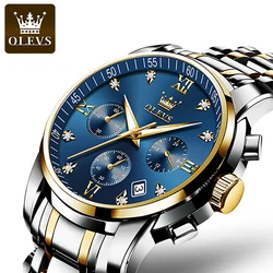 OLEVS Orologi da uomo Cronografo di lusso delle migliori marche Orologio al quarzo luminoso Orologio da polso impermeabile in acciaio inossidabile da lavoro di moda