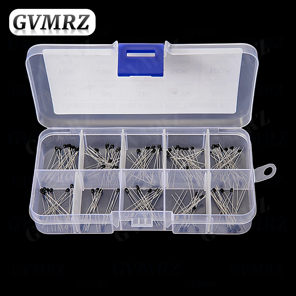 100PCS 10Values*10PCS NTC Thermistor Thermal Resistor kit MF52 NTC-MF52AT 1K 2K 3K 4.7K 5K 10K 20K 47K 50K 100K 5% 3950B