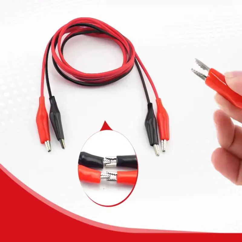 2Pcs 1M Alligator Clip Test Leads 2 Wires 4 Clips Jumper Wires Red Black Crocodile Clip For Battery Electronics DIY Circuit