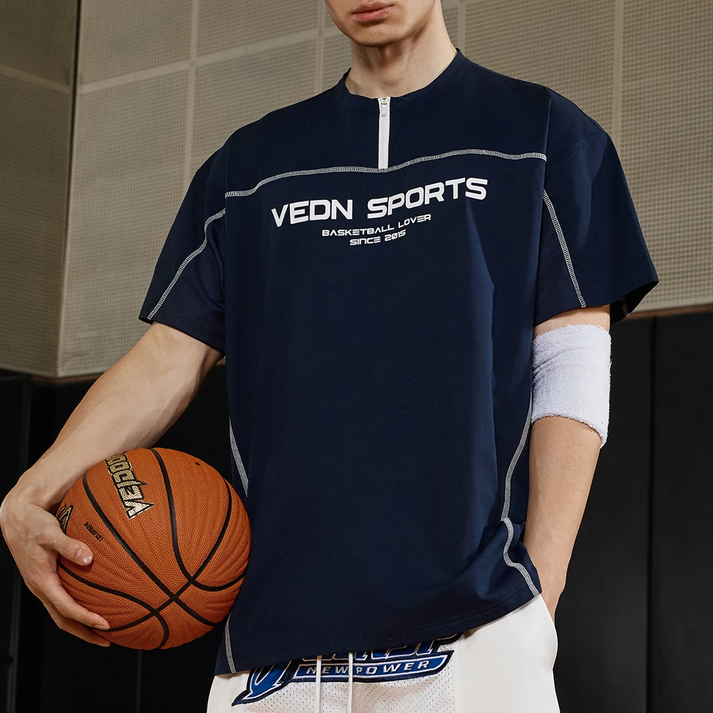 

Мужская футболка с коротким рукавом и молнией до середины груди, быстросохнущая, дышащая, для бега, летняя, для занятий спортом на открытом воздухе, фитнеса и тренировок