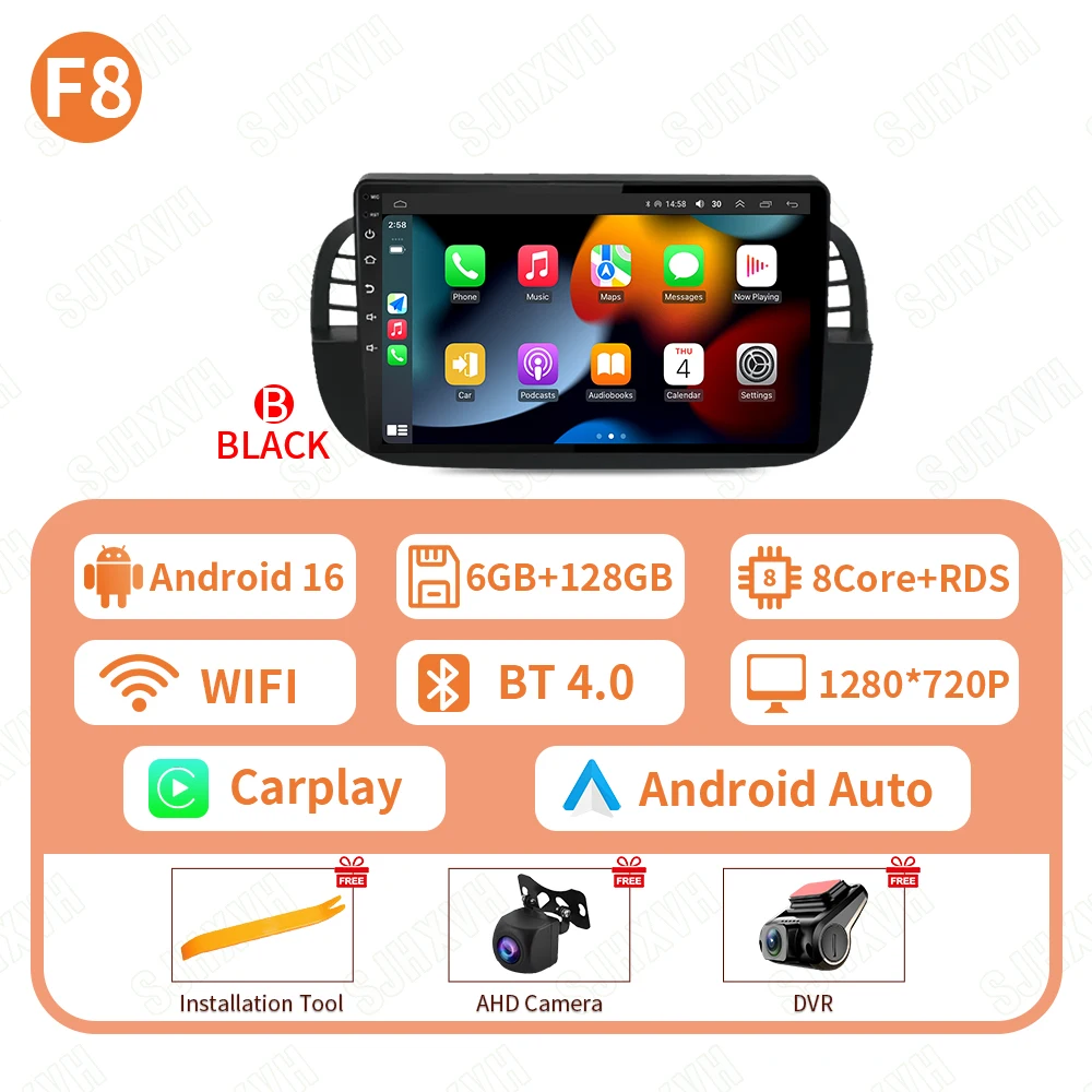 Auto DVD Android 16 Radio Stereo Voor Fiat 500 2007-2015 Auto Multimedia Speler GPS Navigatie Head Unit Hoge prestaties WIFI