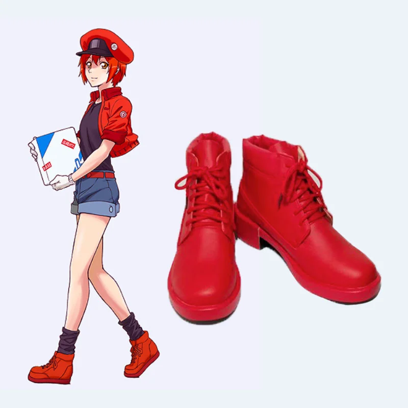 

Аниме Косплей Костюм клетки на работе эритроцит красные кровяные клетки Hataraku Saibou женская обувь для косплея ботинки