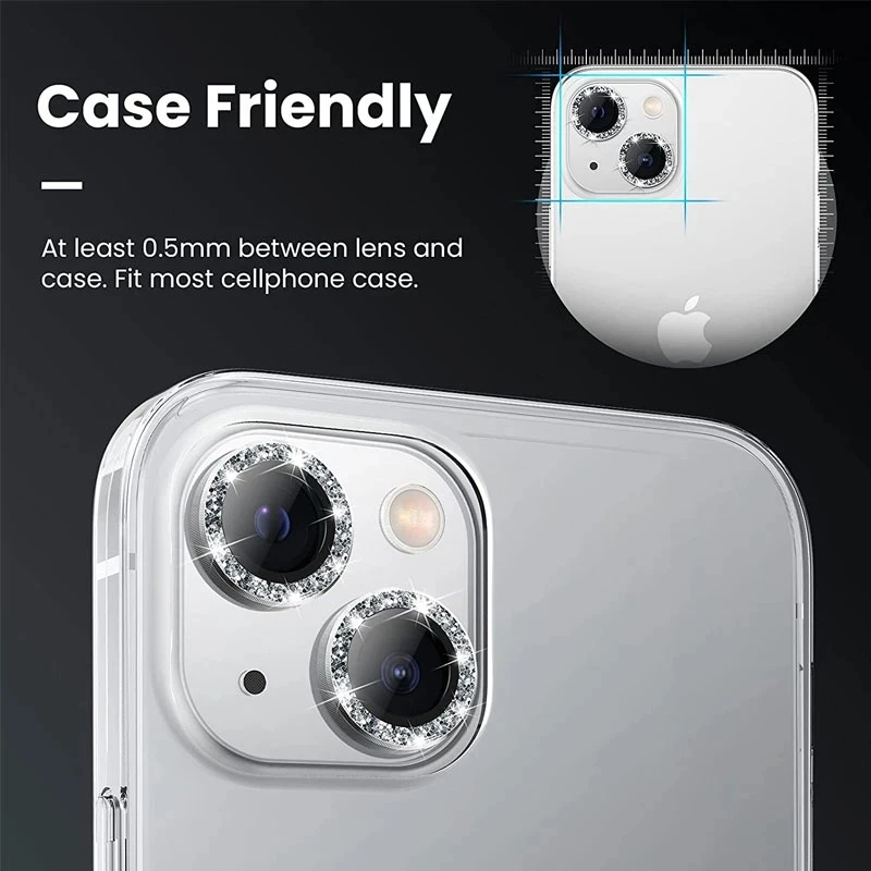 Diamond Camera Lens Protector Glass for iPhone 13 11 12 14 Pro Max Back Metal Lens Protective Film for iPhone 12 13 Mini 15 Plus