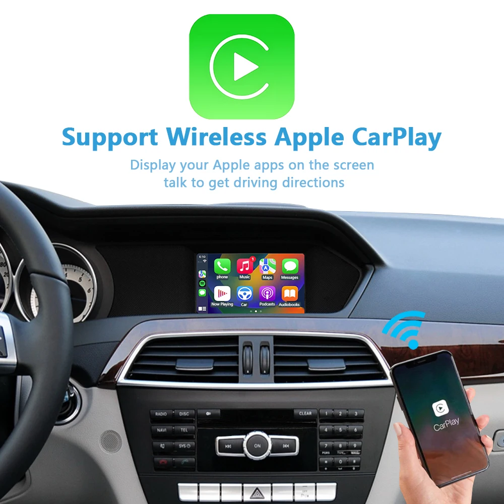 Wireless CarPlay for Mercedes Benz C Class W204 2011-2014, with Android Auto Mirror Link AirPlay Car Play Functions