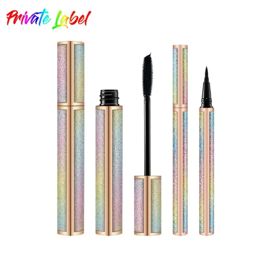 

Custom 2pcs/set Rainbow Star Mascara&eyeliner Kit Thick Smudge-proof Long Lasting Curling Easy To Wear Eyes Makeup Bulk