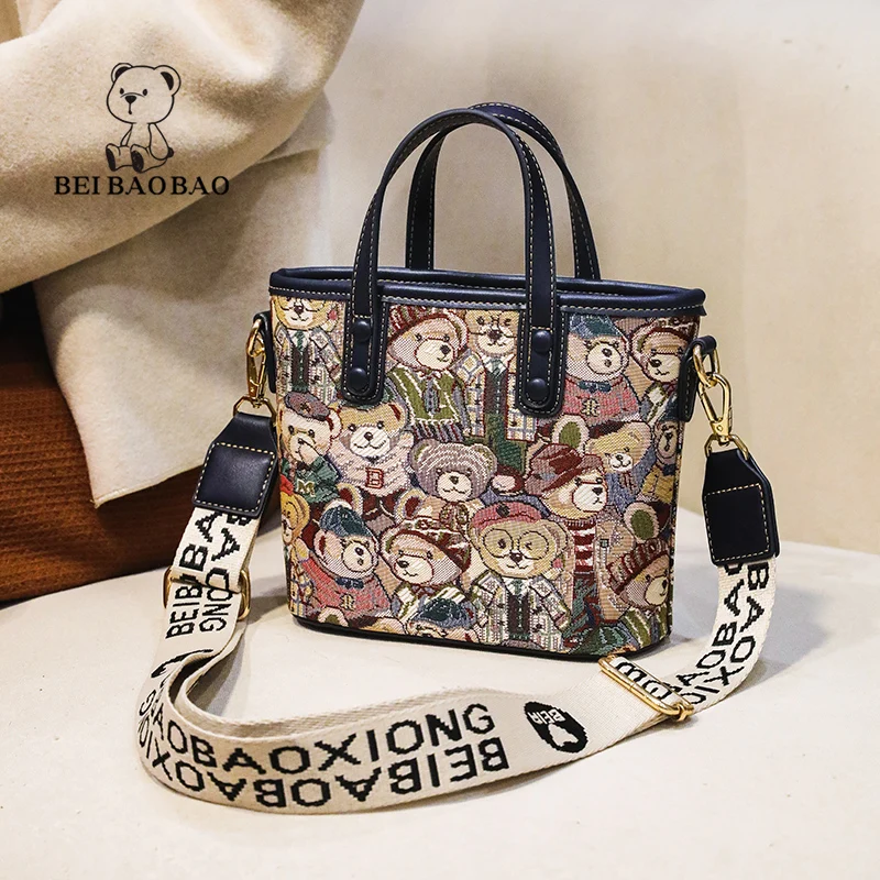 BeiBaoBao Brand Bear print luxury designer handbags for women shoulder hand Bag women 2023 trend totes crossbody bag for women