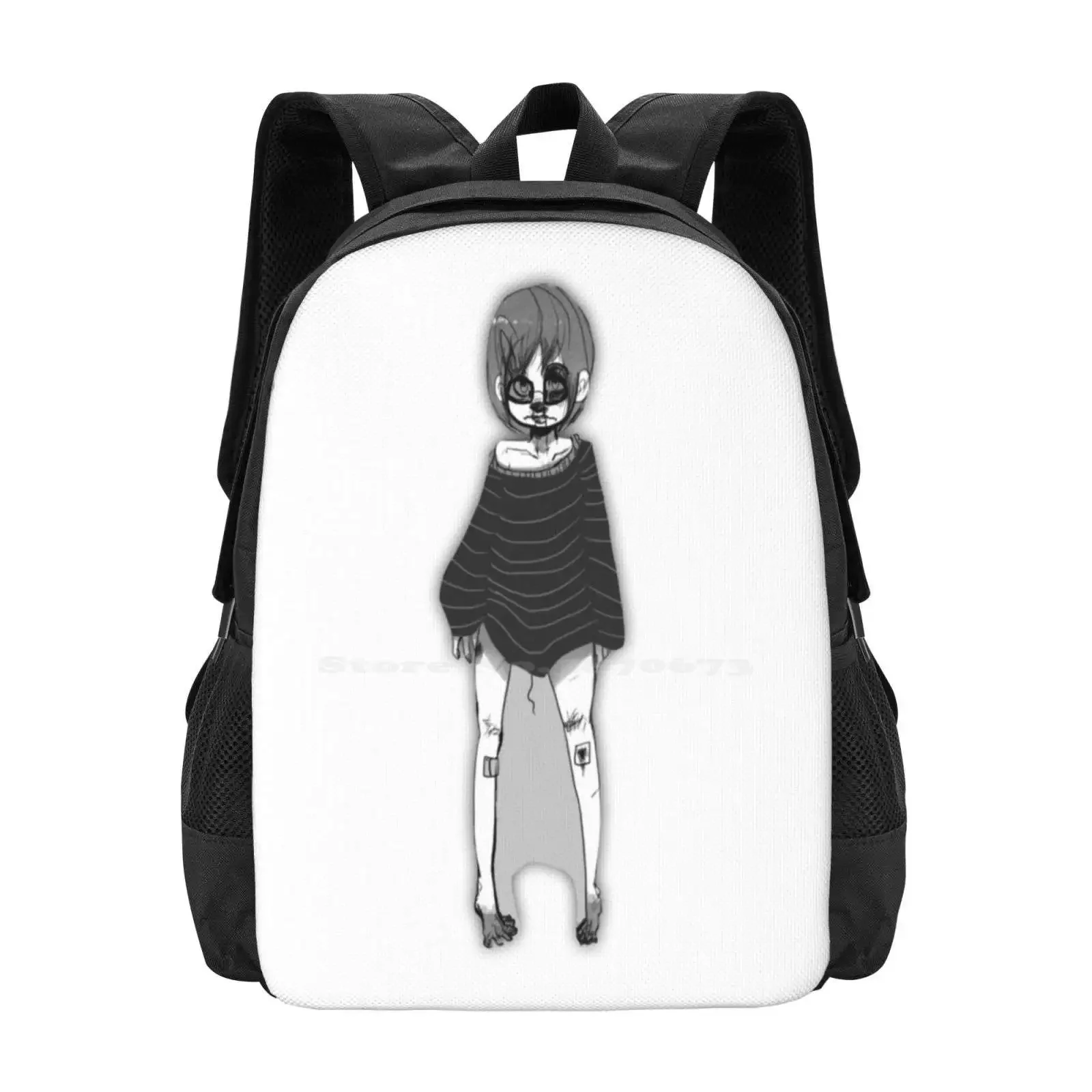 Greyscale كتي في سن المراهقة كلية الطالب على ظهره نمط تصميم أكياس لطيف تخفيضات العين السوداء محب أنيمي نظارات المشارب أقدام عارية #1