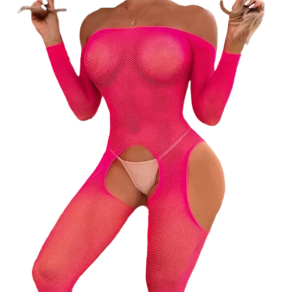 

Сексуальное сетчатое боди с открытыми плечами и промежностью, эротическое белье, костюм для косплея, женские чулки-боди из сетки, сексуальные костюмы