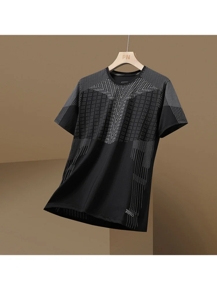 Herren-Sport-T-Shirt, Badminton, Tennis, Trainingsanzug, Sommer, Laufen, Fitness, bequem und atmungsaktiv, kurzärmeliges Oberteil mit O-Ausschnitt – Detail 4