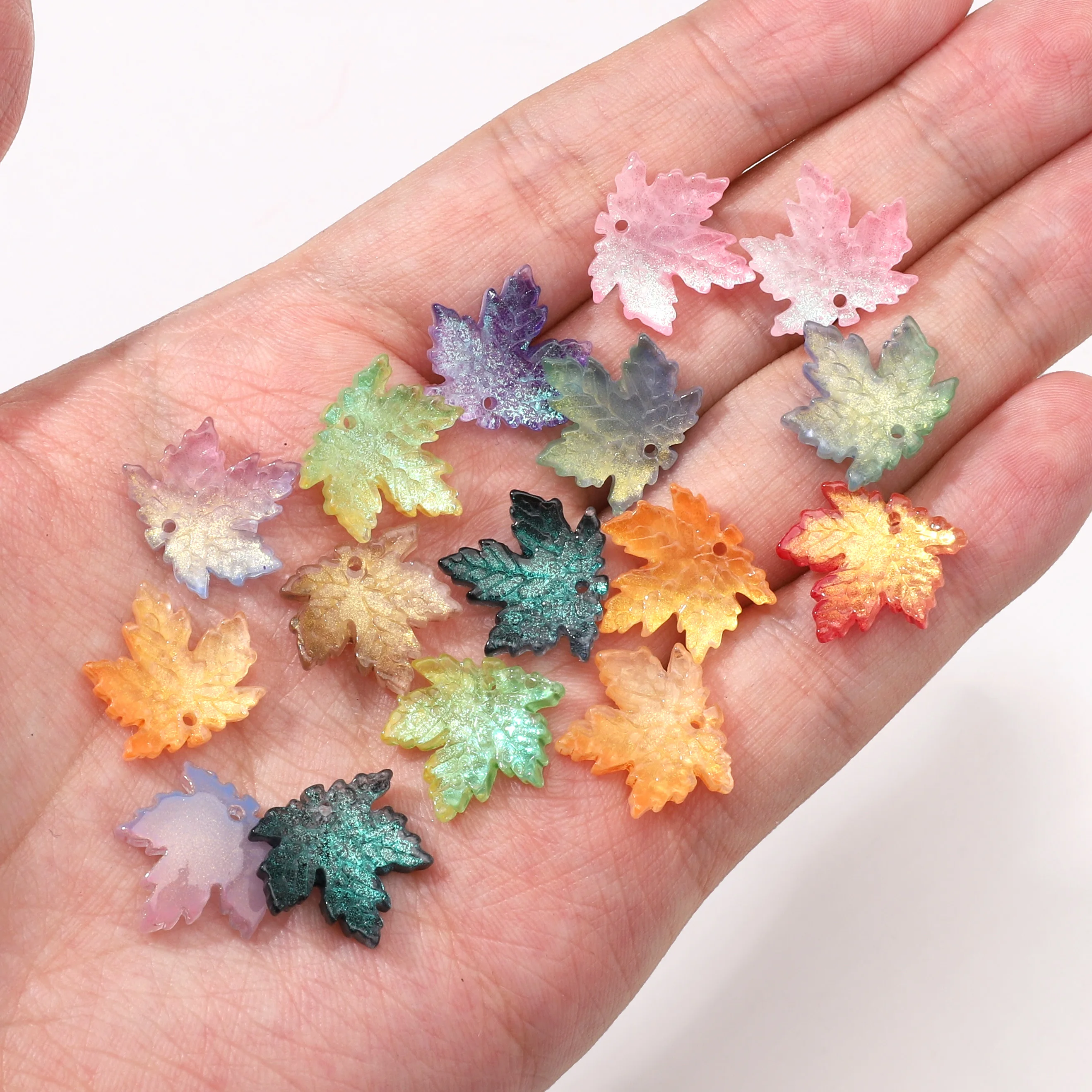

10pcs Gradient beading Maple Leaf Glass Beads Jewellery Making Charms for Bracelet Necklace Materials Beads Craft Accessories