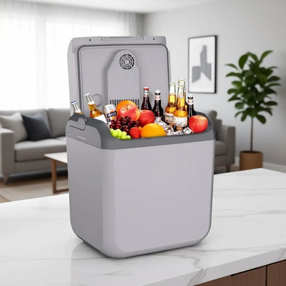 

Портативный автомобильный холодильник-термос 32 QT, 12В/110В, для автомобиля, грузовика, путешествий, кемпинга, серый