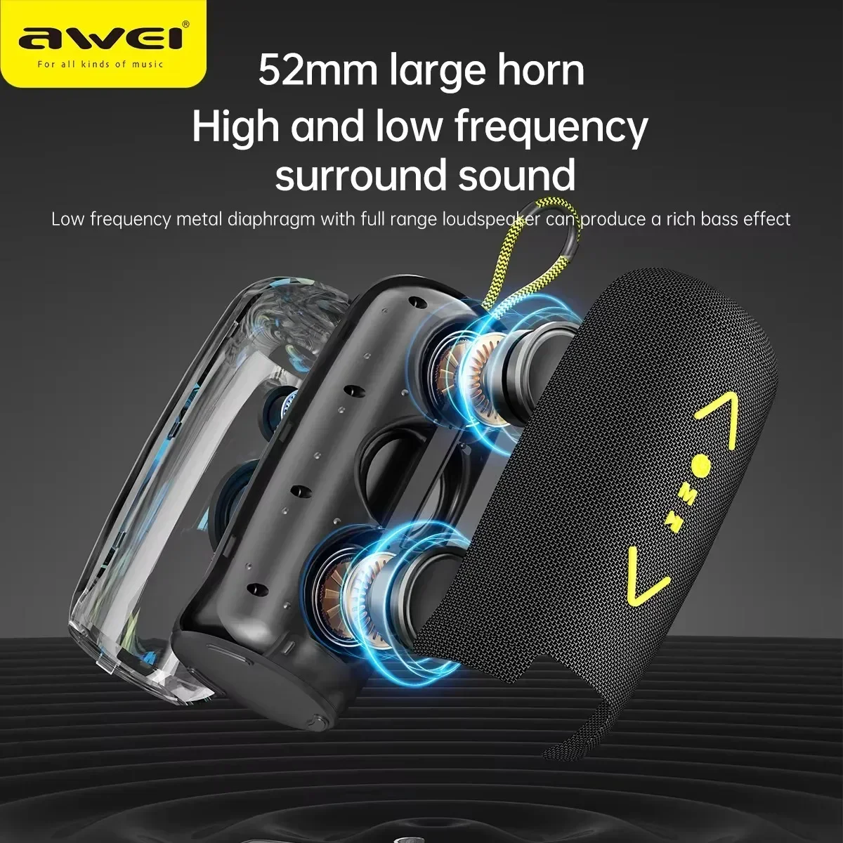 

KA32 Wireless Bluetooth Speaker Transparent Outdoor Waterproof Heavy Bass Dual Speaker High Sound Quality Plug in TWS Subwoofer