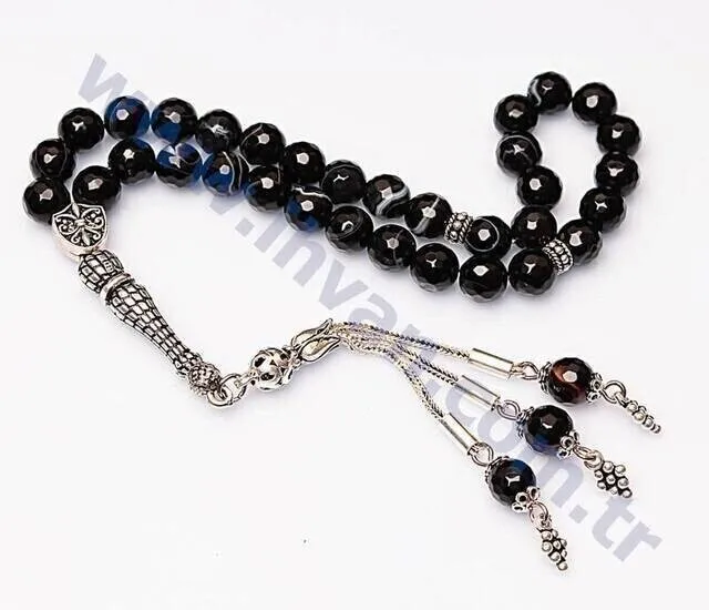 IQRAH Agate Stone Rosary (925 SETTING SILVER Fasetler)