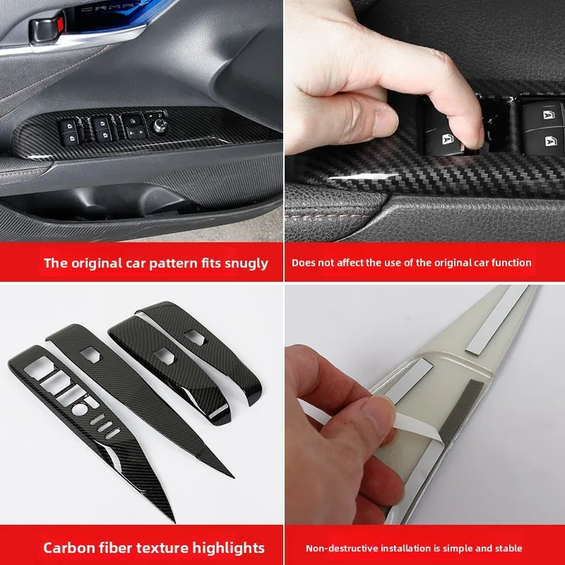 For Toyota Camry 70 XV70 2018~2021 2021 2022 2023 Hybrid Car Door Armrest Glass Lifter Button Panel Decorative Cover Accessories
