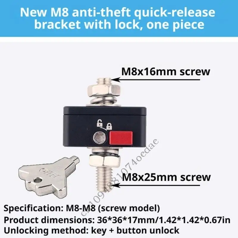 2X Aluminum Quick Disconnect Lock Bracket Anti Theft Lock Security Bracket for Off Road Led Light 8Mm-8Mm Mount