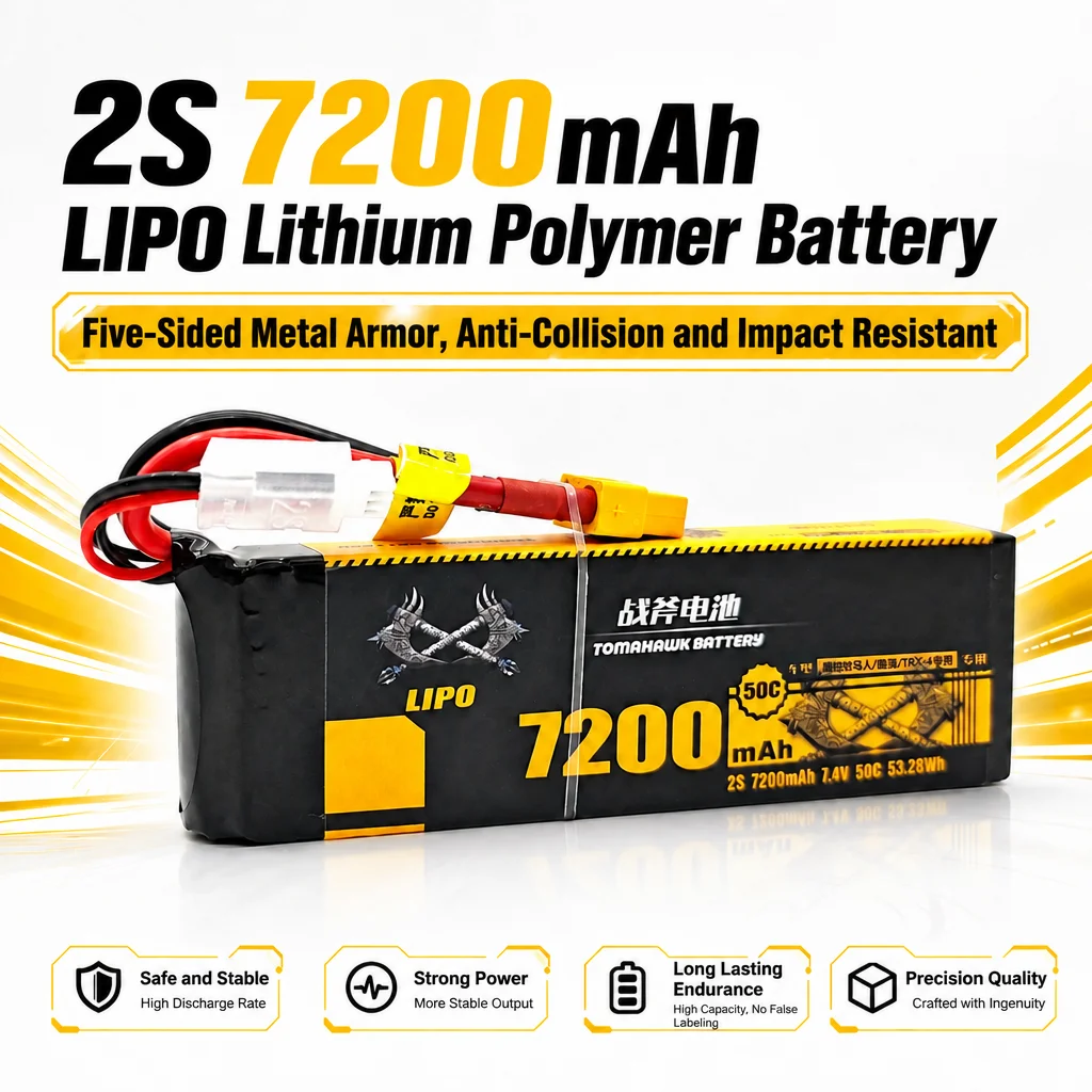 Tomahawk 2S 7200mAh 50C Hard Case LiPo Battery – 7.4V