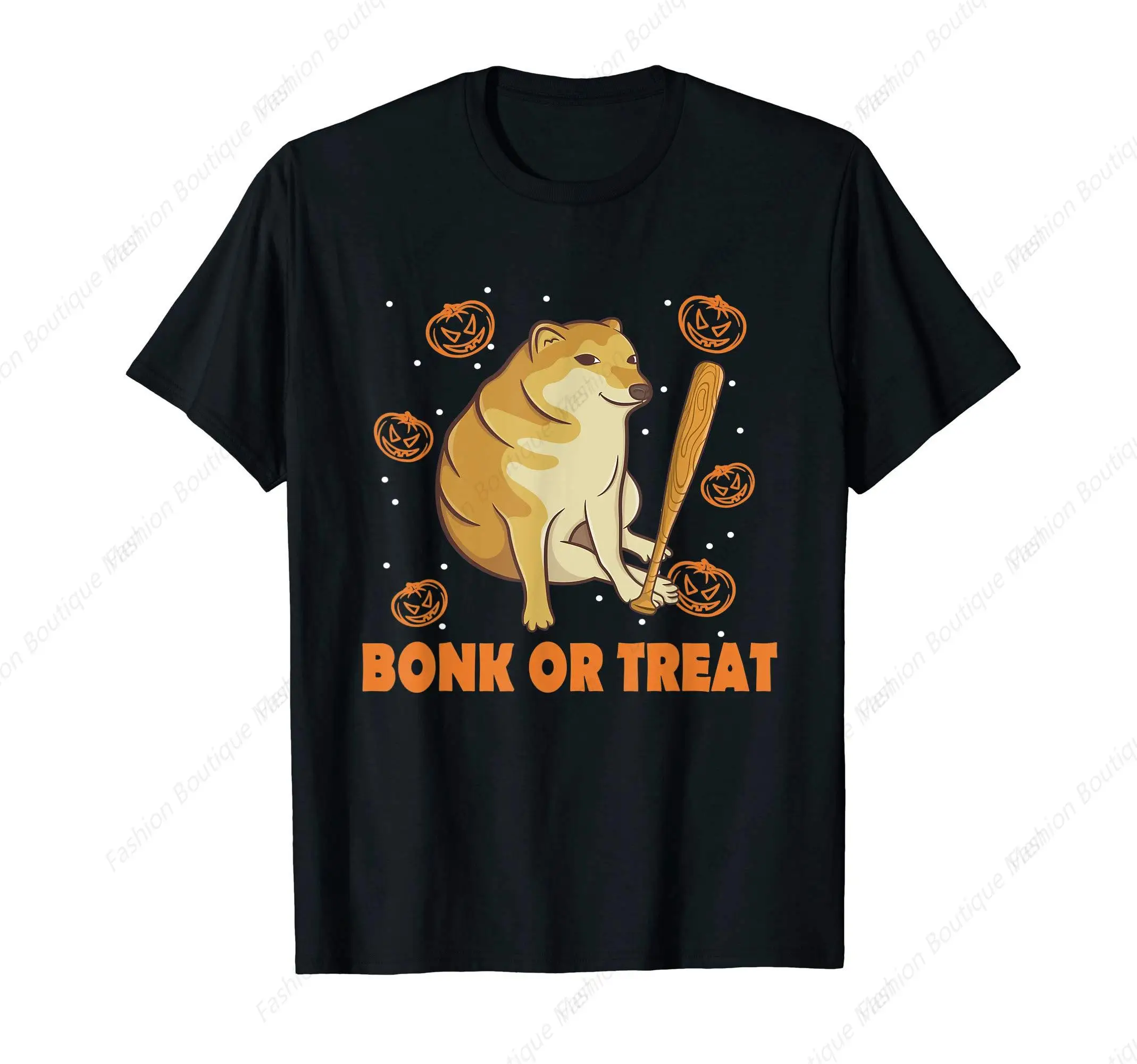 Bonk or Treat - Funny Cheems  T-Shirt Cotton Tops  Design Special Street Tee Shirt