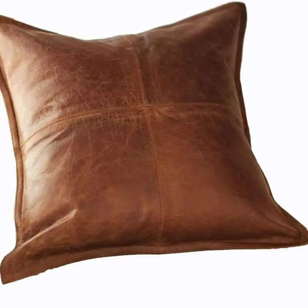 Funda de almohada de piel de cordero marrón antigua, 18.0 x 18.0 in, funda decorativa para cojín de sofá para sala de estar y dormitorio