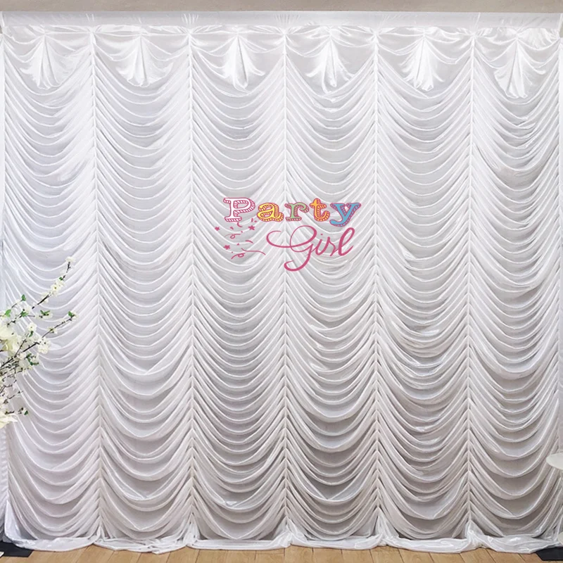 Imagem -03 - Onda de Cor Branca Ruffled Gelo Silk Backdrop Cortina de Casamento Fundo do Palco Decoração do Partido do Evento