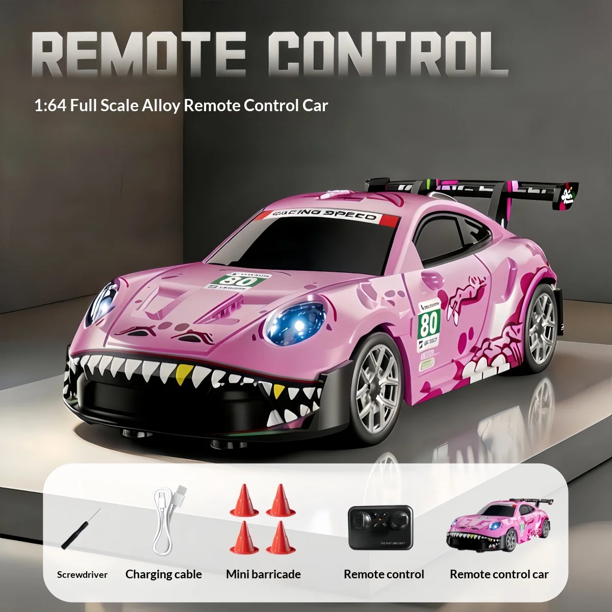 New In Stock 1/64 Alloy RC Car 2.4ghz High Speed Drift Mini Remote Control Racing Car Shark Dinosaur Design With Display Case