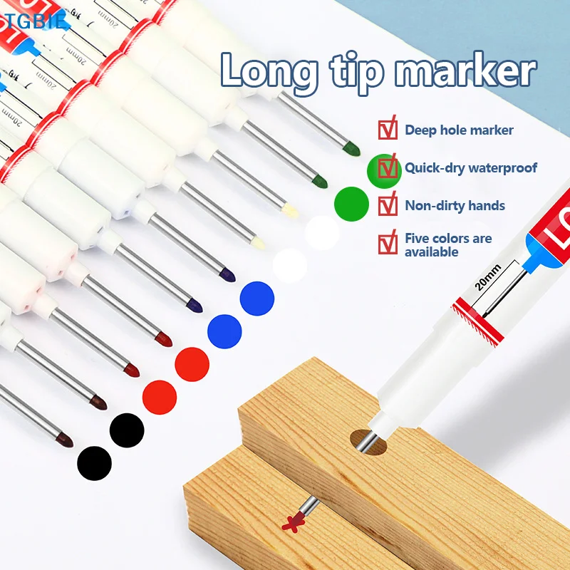 [TL]Long Nib Head Markers 20mm Deep Hole For Metal Perforating Pen Waterproof Bathroom Woodworking Decoration Multi-Purpose