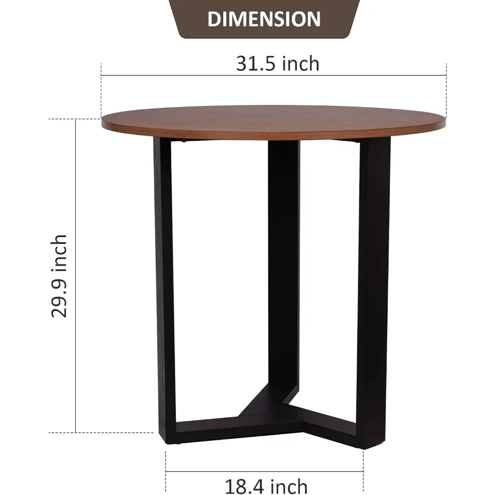 3 Piece Round Dining Table Set for 2, 31.5