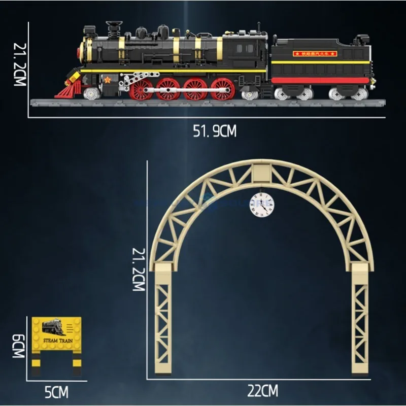 Bloques de construcción de tren de simulación con número líder para niños, modelo MOC, locomotoras de vapor, pista, Tramway, juguetes educativos, regalo para niños, 1021, piezas