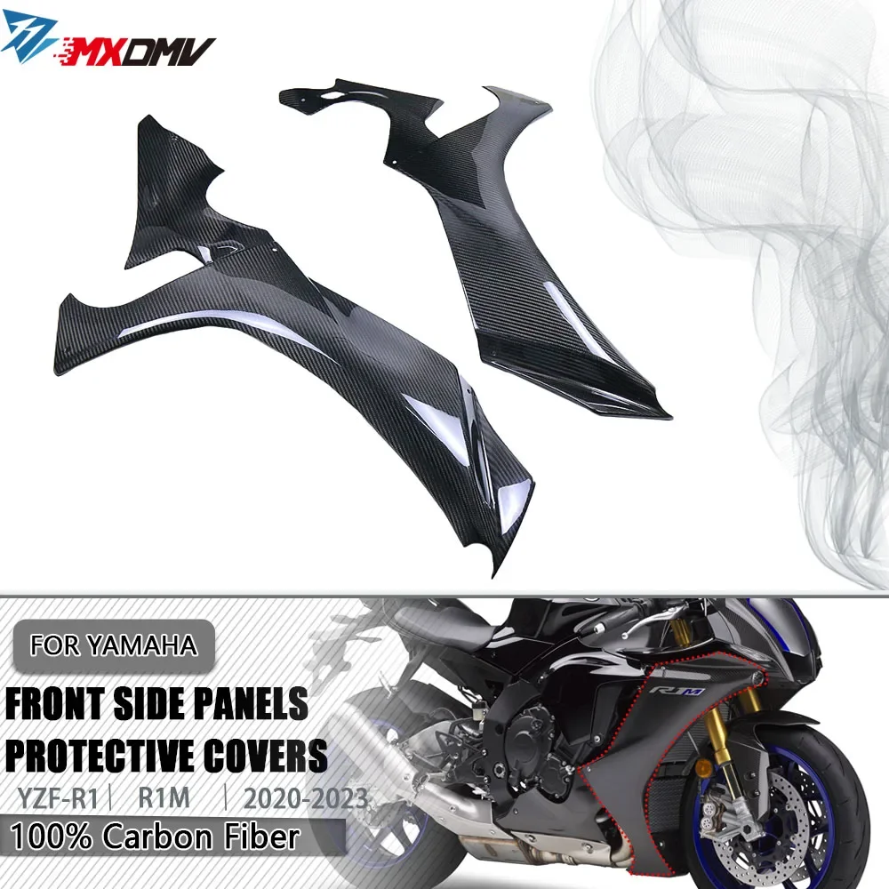 Carbon Fiber Front Side Panels Protective Covers For YAMAHA YZF-R1 YZFR1 2020- 2023 Motorcycle Left and right side panels