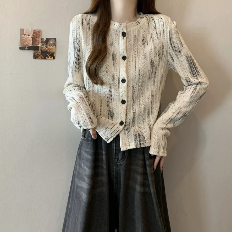 Maglione Ink Tie-dye Giacca da donna a maniche lunghe Top cavo