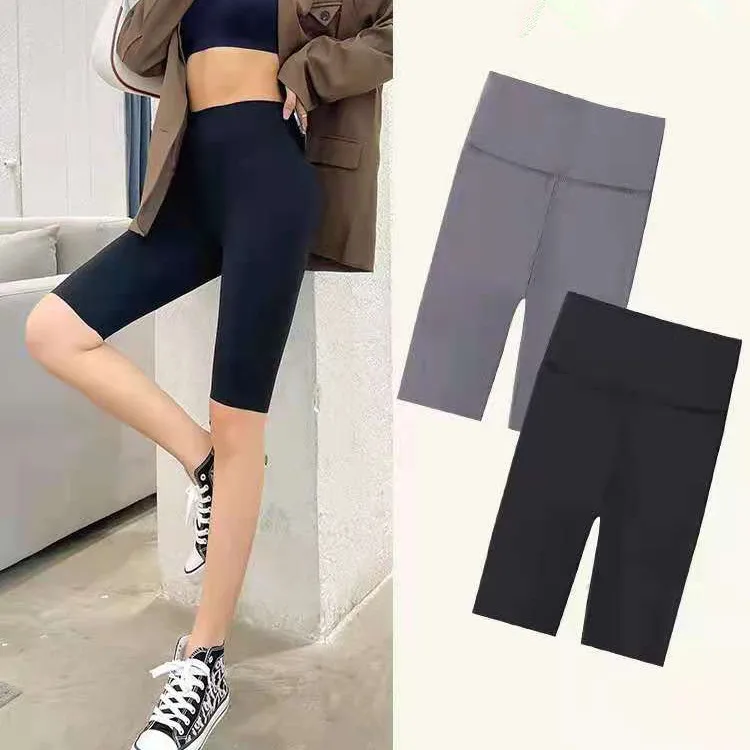 Shorts Women Thin Fitness Casual High Waist Fashion Yoga Shorts Summer Slim Knee-Length Bottoms Black Cycling Shorts Streetwear