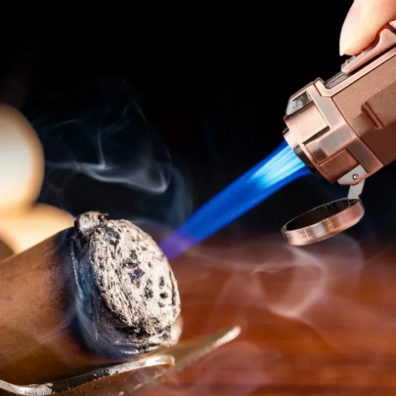 JOBON Zinc Alloy Strong Firepower Three Jet Flame Cigar Lighter Bottom Cigar Diamond Outdoor Portable Butane Gas Torch Lighters - view 2
