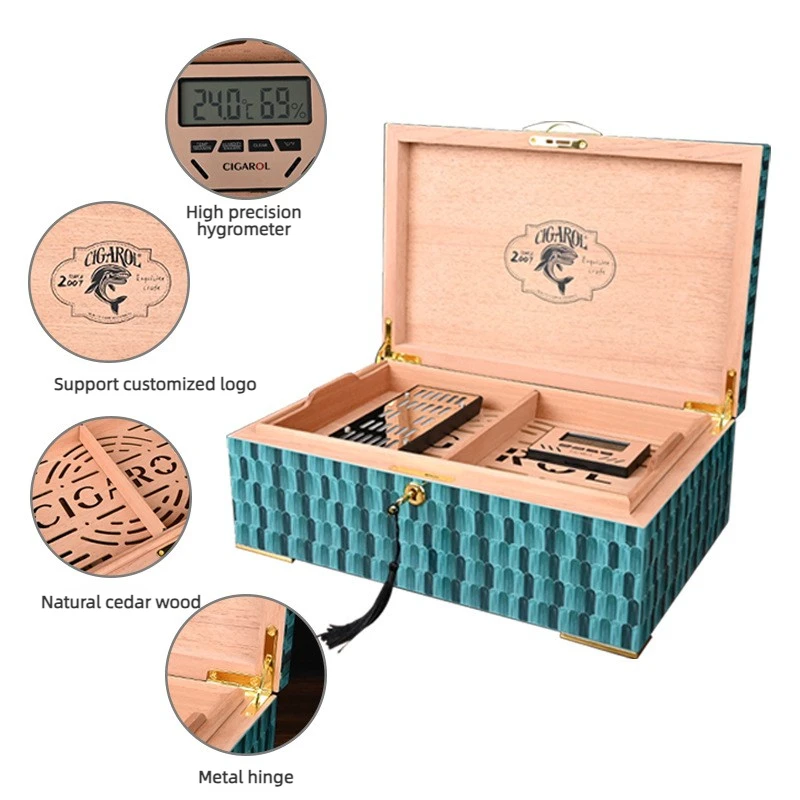 30-50 Cigar Humidor with Double Seal High-Precision Hygrometer - Cedar Wood Premium Gift for Cigar Lovers