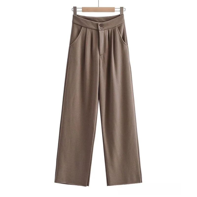 Luźne spodnie damskie z szerokimi nogawkami, spodnie z wysokim stanem, długie spodnie w stylu streetwear, wygodne, luźne spodnie sportowe.