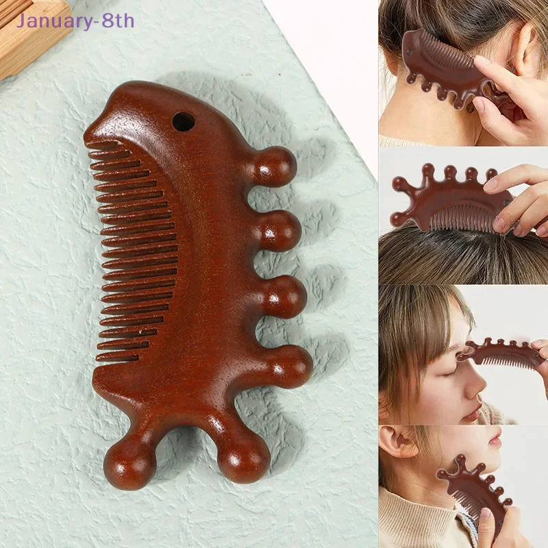 Sandalwood Massage Comb Head Meridian Scalp Comb Face Eye Shoulder Neck Scraping Treatment Hair Loss Anti-static Wide Tooth Comb